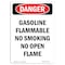 Signmission OSHA Danger Sign, Gasoline Flammable No Smoking, 10in X 7in Rigid Plastic, 7" W, 10" L, Portrait OS-DS-P-710-V-2367 - alternate 1
